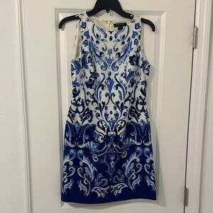 Lauren Ralph Lauren Blue and White Midi Dress